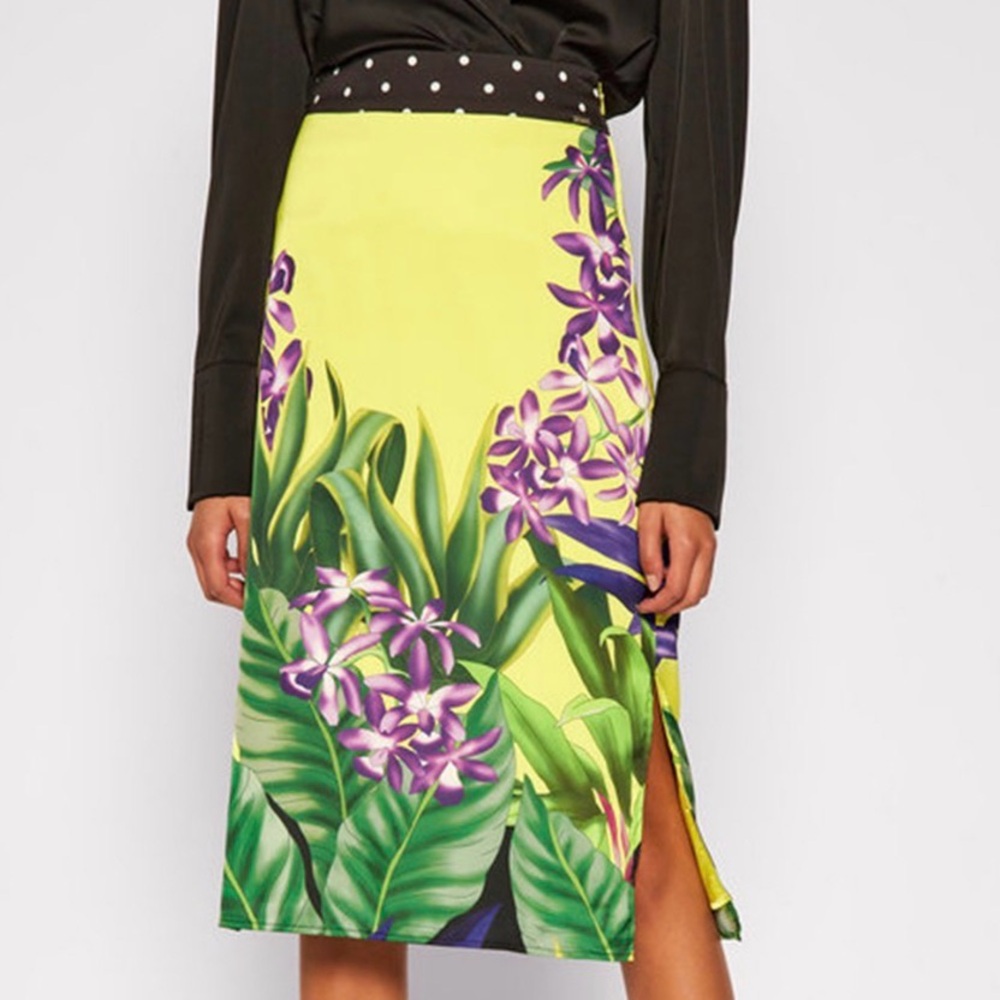 Guess Yellow and Purple Floral Skirt